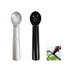 A set of two ice cream scoops, one silver and one black, with ergonomic handles for easy serving.