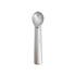 A silver ice cream scoop with a smooth, rounded bowl and a long handle, featuring a logo.