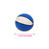 A mini basketball featuring blue and white colours with textured surface and a black stripe.