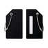 A soft silicone luggage tag in black, featuring a loop attachment and a transparent identification window.