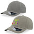 A grey cap with a checkered pattern and a colourful tree graphic. Features a logo on the side.