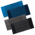 Reversible two-tone towels in blue, dark blue, grey, and charcoal, featuring striped patterns and a logo.