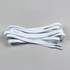 A pair of double-layer white shoe laces laid out flat against a grey background, featuring a logo.