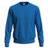 A blue men's sweatshirt with long sleeves and a crew neck, featuring a logo on the label inside.