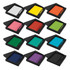 A gift set featuring Omega notebooks and pens in various colours, presented in stylish black boxes.