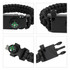 A black paracord survival bracelet featuring a compass and multiple attachment points for versatility.