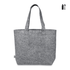 A grey felt shopper bag with two handles, featuring a logo, made from recycled PET materials.