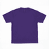 A purple short-sleeved tee with a simple design and a brand logo on the label.