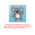A pair of blue socks features a fluffy grey koala design on one side with a white belly. The socks have a logo.