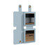 A square folding pocket mirror in light blue with two reflective surfaces and a snap closure.