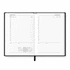 A black A5 diary with white, lined pages and a monthly calendar layout for March 2027.