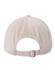 A light beige cap with a jacquard texture and an adjustable strap at the back, featuring a logo.