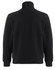 A black half-zip collar fleecy sweatshirt featuring a simple design and long sleeves, with a logo on the back.