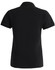 A black ladies ultrafine cotton pique polo, featuring a classic cut and short sleeves. It has a logo on the back.