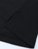 A close-up of a black polo shirt featuring short sleeves and smooth fabric texture. It includes a small logo.