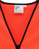 A bright orange safety vest featuring a zippered front and contrasting black trim, with a tag visible inside.