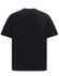 A black unisex heavy cotton oversized tee with a plain back and a simple design. It has a logo on the label.