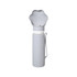 A drink bottle in grey with a collapsible flower-shaped top and a secured handle. It includes a logo on the body.