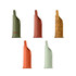 A collection of five PU leather wine bags in green, red, orange, yellow, and mint, featuring various designs and a logo.