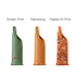 Three elegant PU leather wine bags in green, tan, and orange with decorative patterns, featuring branding on some.