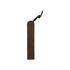 A vintage style bookmark in brown leather with a looped tie at the top and a metal rivet detail.