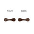 A brown PU leather magnetic bookmark featuring a smooth front and a stitched back, with branding on one side.