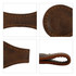 A brown PU leather magnetic bookmark with detailed stitching, featuring a circular end and a tapered design.