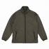 A Summit Bonded Jacket in olive green with a zip front and zippered side pockets, featuring a collar and elastic cuffs.