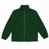 A full zip jacket made of polar fleece in a deep green colour, featuring side pockets and a high collar.