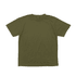 A green short-sleeve t-shirt with a simple design and a logo on the neckline.