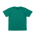 A green t-shirt with a crew neck and short sleeves, featuring a logo label on the inside.