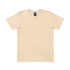 A classic beige tee with a round neckline and short sleeves, featuring a logo at the neck.