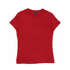 A red women's surf/essential tee with a round neckline and short sleeves, featuring a logo.