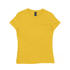 A yellow women's surf essential tee featuring a round neck and short sleeves, with a label inside.