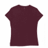 A women's burgundy essential tee with a fitted style and a round neckline, featuring a logo on the label.