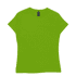 A bright green women's essential tee with a fitted design and short sleeves, featuring a logo on the neckline.