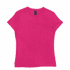 A pink women's essential tee with a fitted design and short sleeves, featuring a logo.