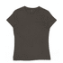 A women's essential tee in a dark grey colour, featuring a casual fit and a logo on the label.