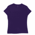 A purple women's t-shirt with short sleeves and a fitted style. It features a logo on the inside label.