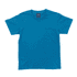 A blue youth t-shirt featuring a round neckline and short sleeves, with a label on the inside neck area.