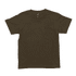 A brown youth T-shirt with a round neckline and short sleeves. It features a logo on the label.