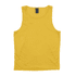 A yellow sleeveless singlet with a branded label at the neckline.