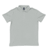 A light grey polo shirt with a collar and three buttons, featuring a logo on the chest.