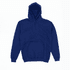 A blue hoodie with a kangaroo pocket and a hood. The garment features a drawstring and has a plain design.