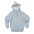 A light grey hoodie with a hood, long sleeves, and a front pocket. It features a logo on the design.