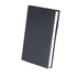 A refillable journal with a sleek black leather cover and a minimalistic design. It includes an interior spine for holding pages.