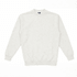 A light grey crew sweatshirt with a round neck and long sleeves. It features a small logo on the collar.