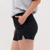 Running shorts in black with a relaxed fit and side pockets. The fabric appears lightweight and suitable for active wear.