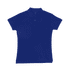 A navy blue women's polo shirt with a collar and short sleeves, featuring a button at the neck and a logo.