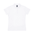 A white women's polo shirt with a collar and short sleeves, featuring a small logo.